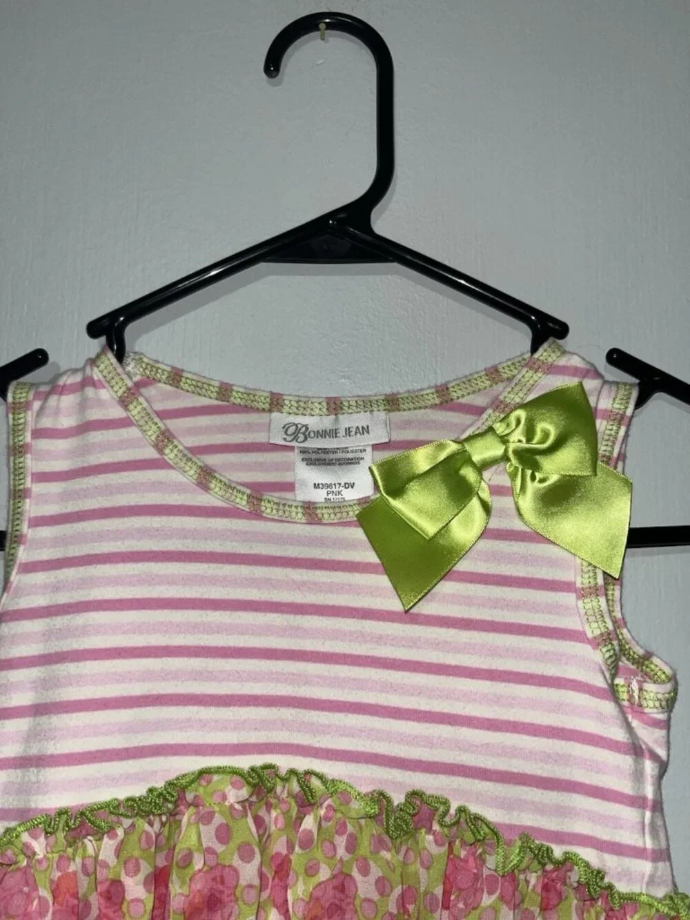 Bonnie Jean Pink and Green Tank Dress Girls 6X - 0649